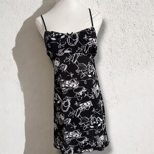 Vintage Italian Made Parisian Slip Dress bow coquette goth diva grunge M